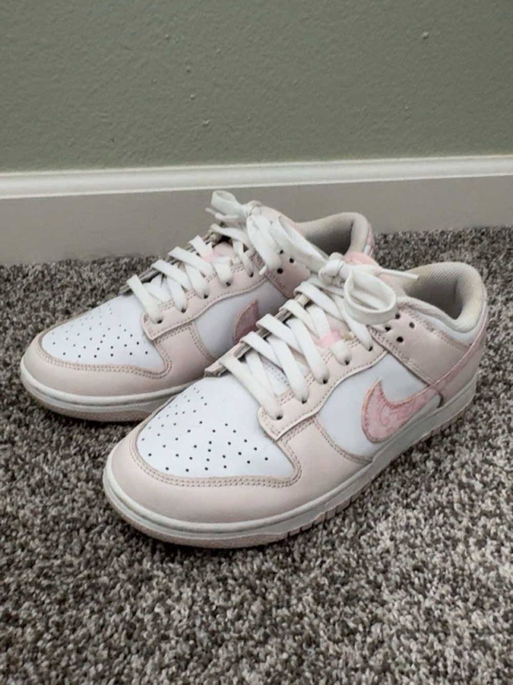 Nike Women’s Dunks in Pale Pink and White